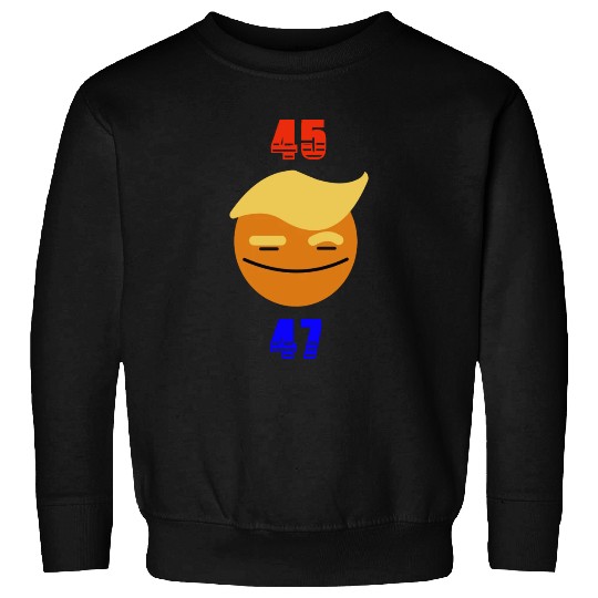Support Donald J. Trump. 45 47 Trump Smile Face. Sweatshirts