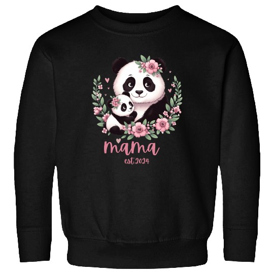 Mama est 2024 I Panda Bear Mum I First Time Mom Sweatshirts
