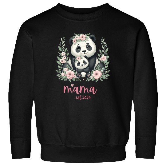 Mama est 2024 I Panda Bear Mum I First Time Mom Sweatshirts
