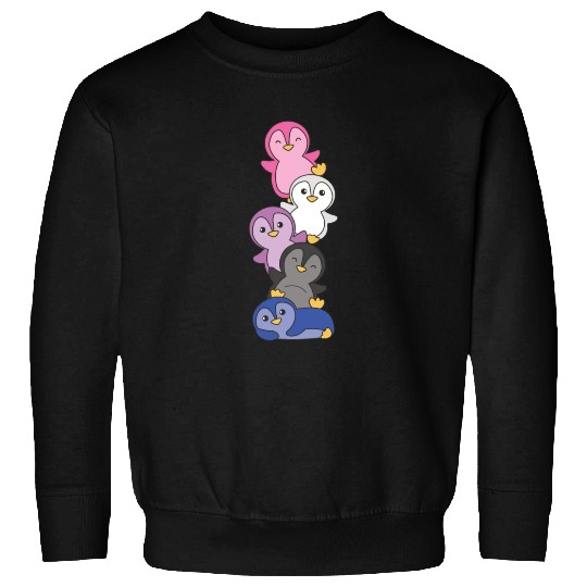 Genderfluid Flag Pride Lgbtq Cute Penguin Sweatshirts