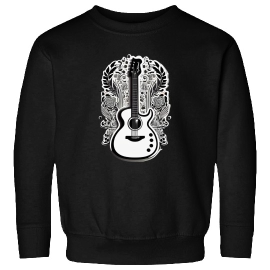 retro white guitar for those who love music Sweatshirts