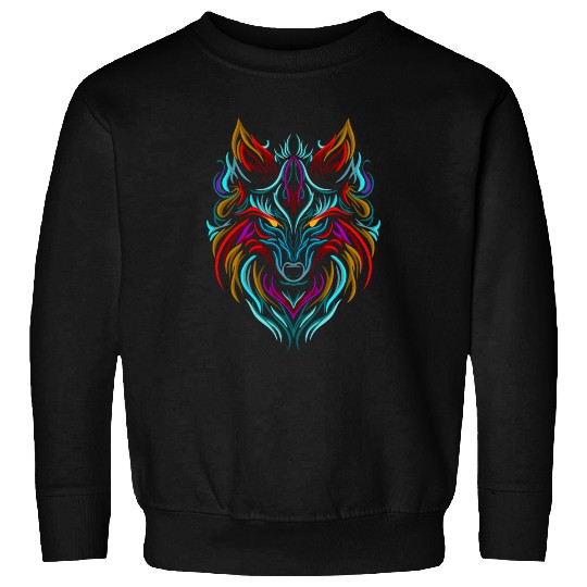 Wolf Tattoo Colorful Sweatshirts