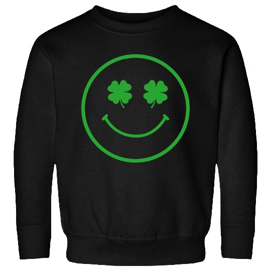 Green shamrock happy face Sweatshirts