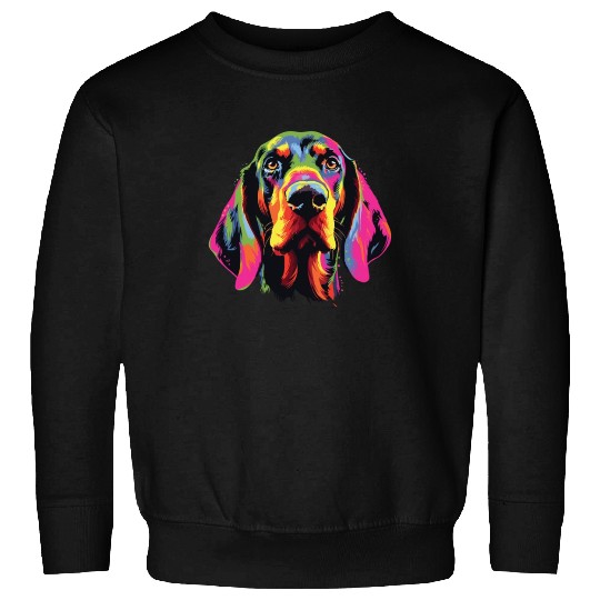 Watercolor Colorful Black And Tan Coonhound Sweatshirts