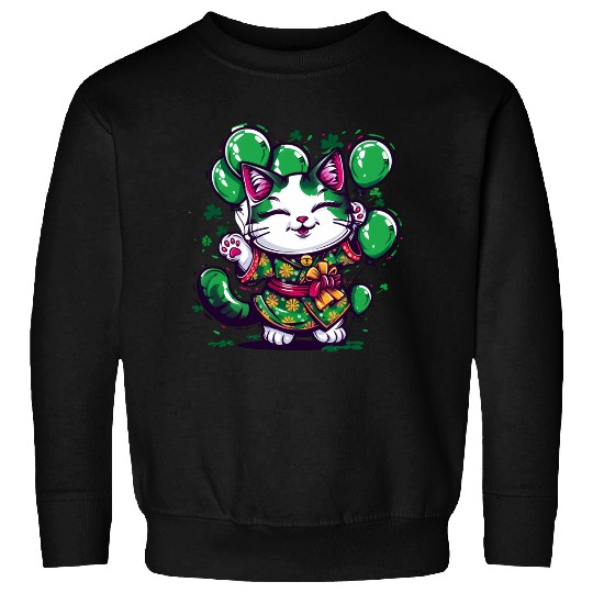 Kawaii St Patricks Day Cat With Balloons Sweatshirts