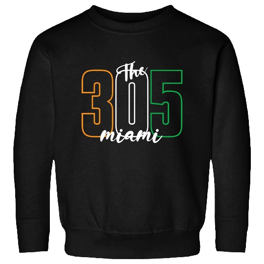 Miami 305 Area Code - Typography Art Sweatshirts