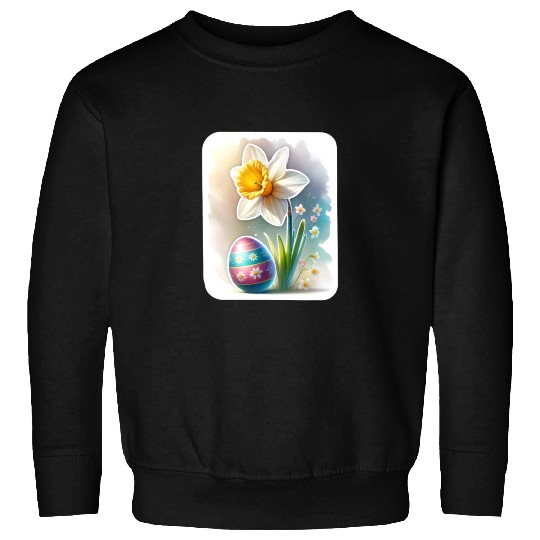 A Beautiful Daffodil With an Easter Egg Sweatshirts