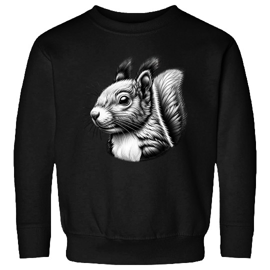 Black White Art Squirrel Animal Lover Sweatshirts