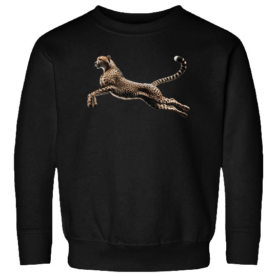 Realistic Cheetah in Mid-Leap Sweatshirts