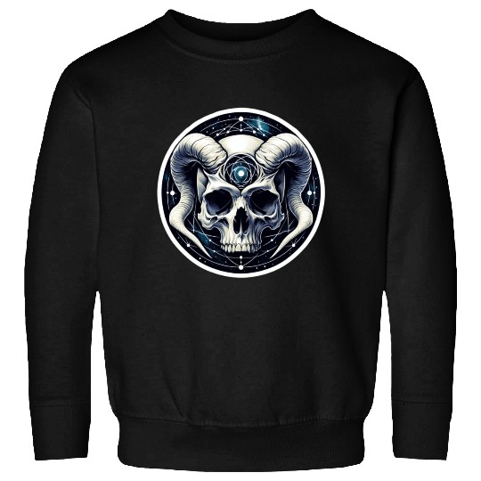 Cosmic Nirvana Serenity: Horned Skull Sweatshirts