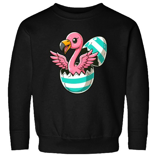 Flamingo Hatching from Easter Egg Easter Surprise Sweatshirts