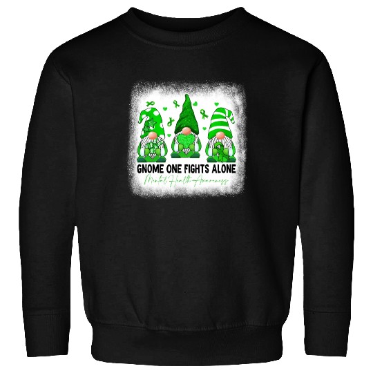 Gnome Mental Health Awareness Green Ribbon Sweatshirts