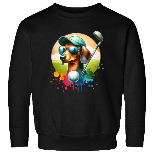 Cool Golf Player Dachshund Wiener Dog Design Sweatshirts