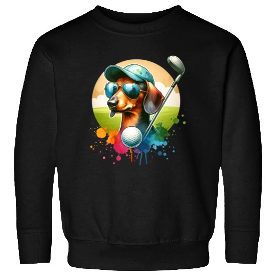 Cool Golf Player Dachshund Wiener Dog Design Sweatshirts