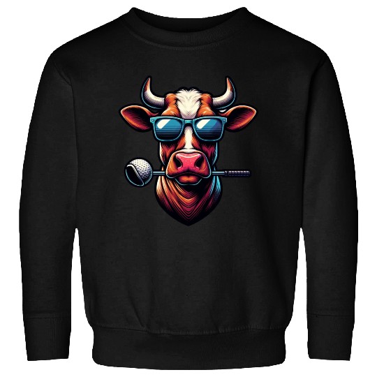 Cow Golfer Golf Course Dog Owner Sweatshirts