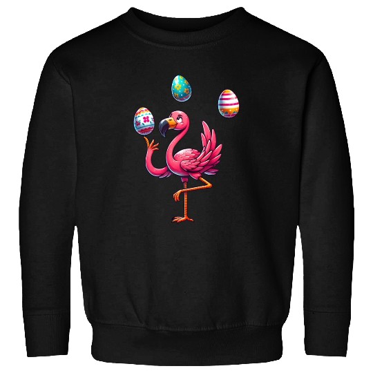 Flamingo Juggler with Colorful Easter Eggs Sweatshirts
