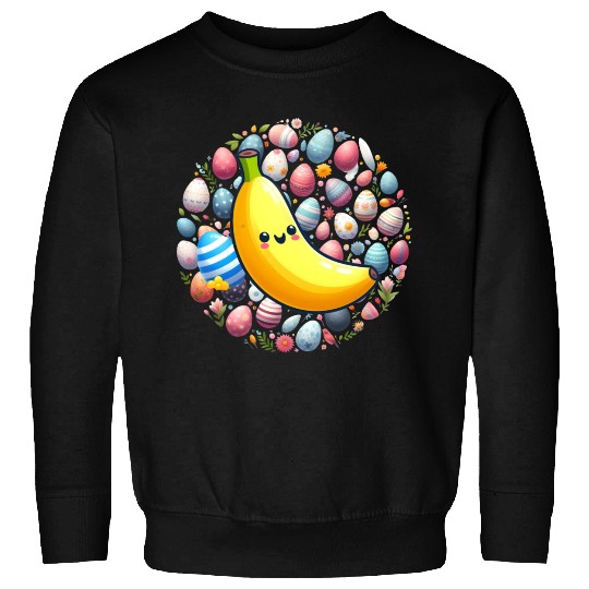 Banana Among Colorful Easter Eggs Sweatshirts