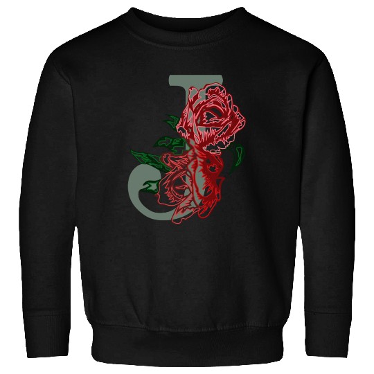 Capital letter J monogram and contour rose flowers Sweatshirts
