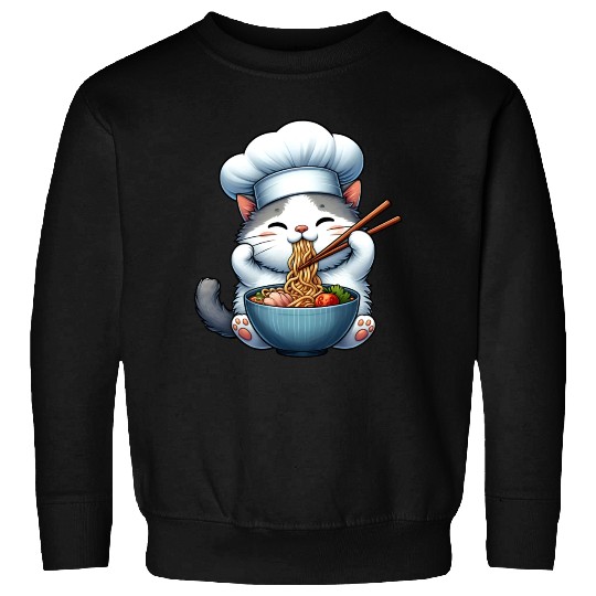 Kawaii Anime Whimsical Cat Japanese Ramen Noodles Sweatshirts