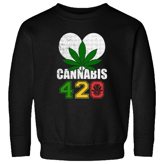 Sidesplitting 420 Love Herb Weed Marijuana Design Sweatshirts