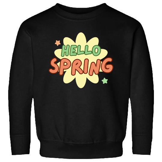 Funny retro hello spring time groovy flowers cute Sweatshirts