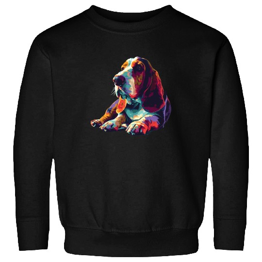 Watercolor Colorful Basset Hound Sweatshirts