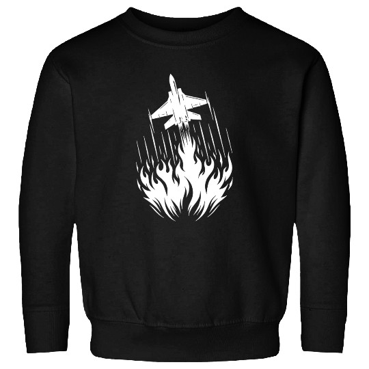 Fighter Jet Model Airplane Fire Flames Flight Sweatshirts