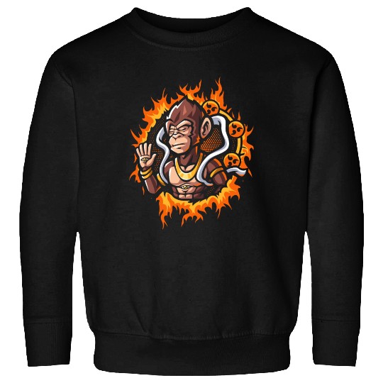 Goddes Ape With Halftone Fire Background Sweatshirts