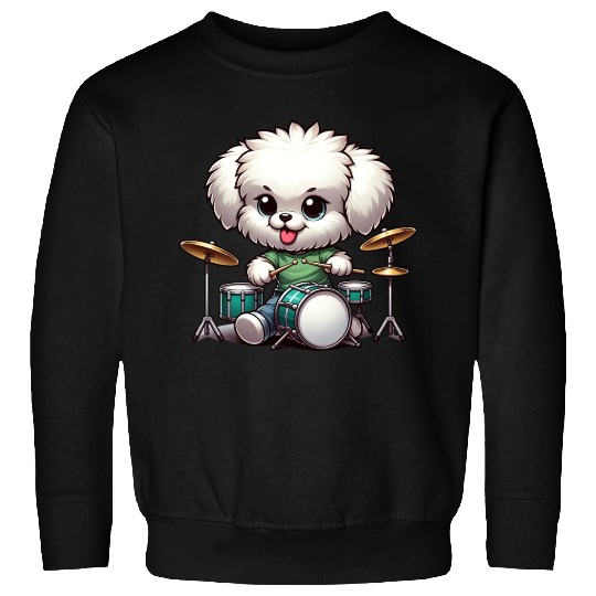Cool Bolonka Puppy Drummer Design Sweatshirts