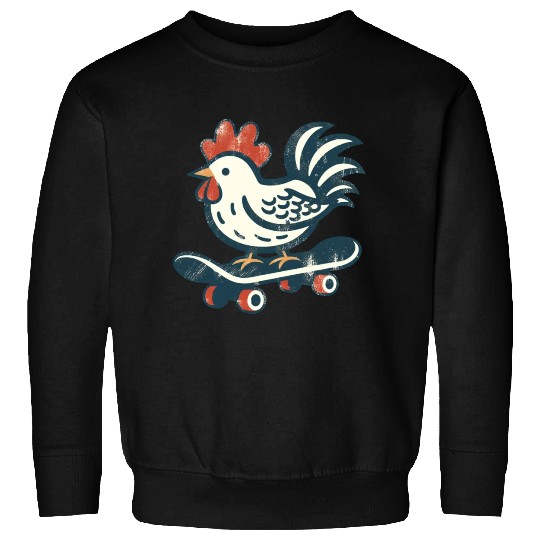 Skateboarding Farm Chicken Sweatshirts