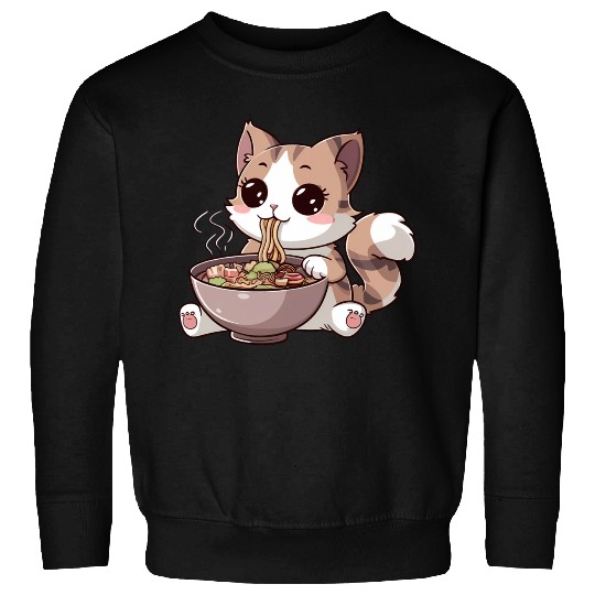 Kawaii Cat Eating Ramen Sweatshirts
