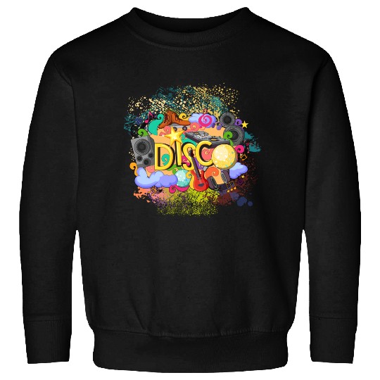 Vector Disco Theme Guitar Piano Song Drum Speaker Sweatshirts