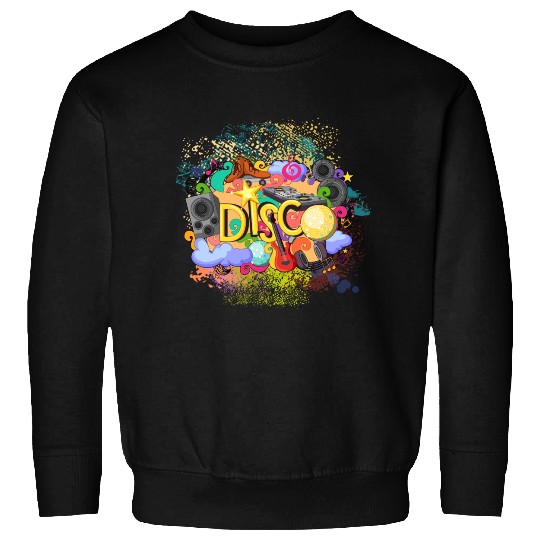 Vector Disco Theme Guitar Piano Song Drum Speaker Sweatshirts