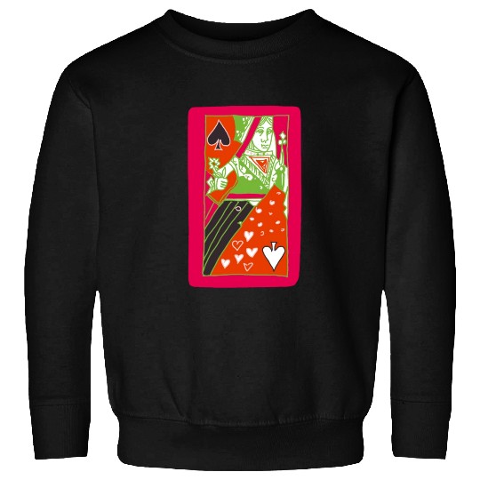 Red Queen Of Spades Playing Card Sweatshirts