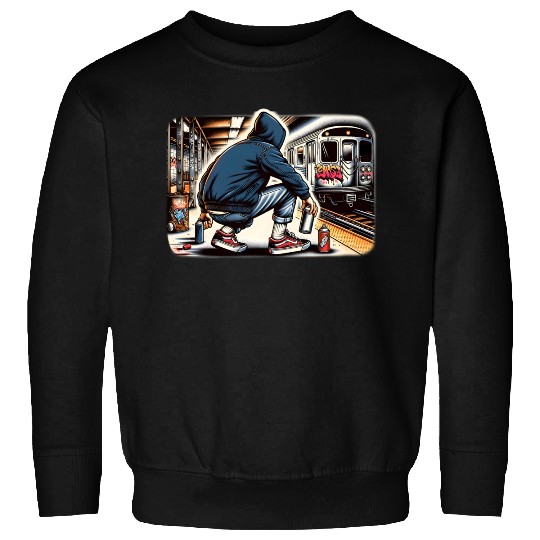 AI Teen in Subway Layup Underground- Masked Border Sweatshirts