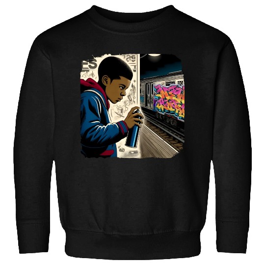 AI Teen in Underground Subway Layup -Masked Border Sweatshirts