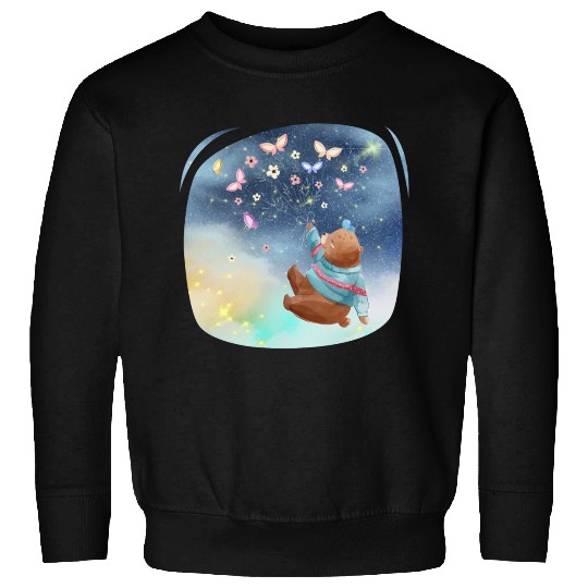 Teddy Bear Up To Sky Using Butterfly Excited Sweatshirts
