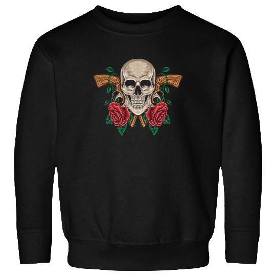 Skeleton Roses Guitar Guns Skull Roses Sweatshirts