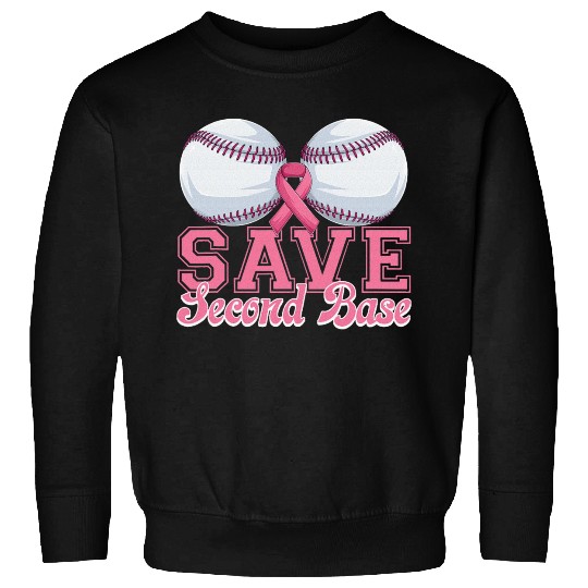 Save Second Softball Base Breast Cancer Awareness Sweatshirts