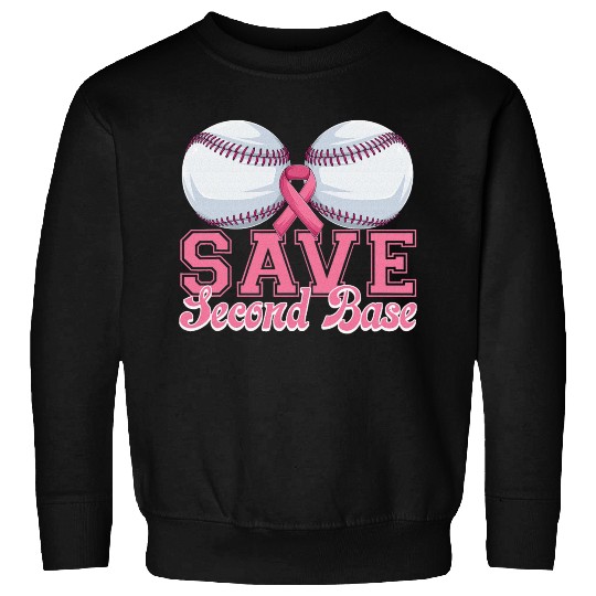Save Second Softball Base Breast Cancer Awareness Sweatshirts
