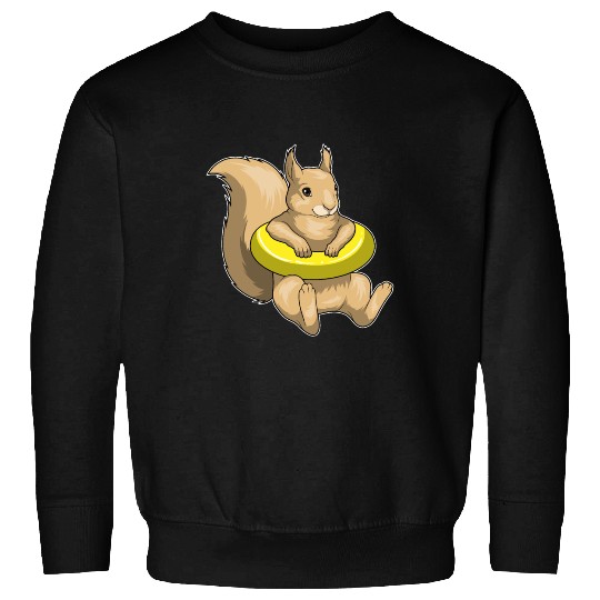 Squirrel Swimming Swim ring Sweatshirts
