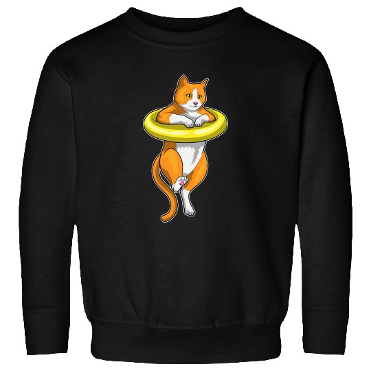 Cat Swimming Swim ring Sweatshirts