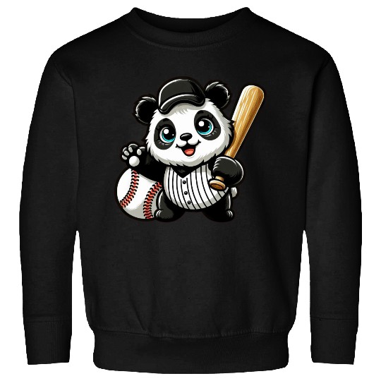 Panda Baseball Player in Action Sweatshirts
