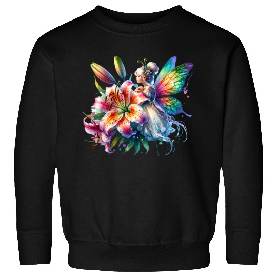 Tiger Lily Fairy Floral Fantasy Watercolor Sweatshirts