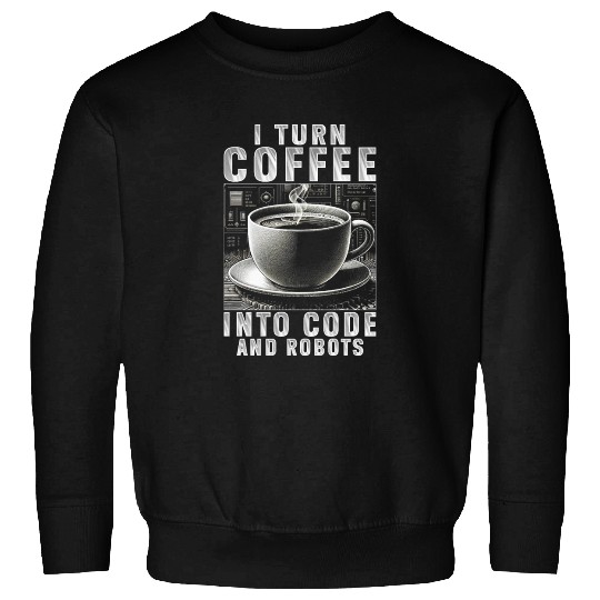 Robotics Engineer Turn Coffee Into Code And Robots Sweatshirts