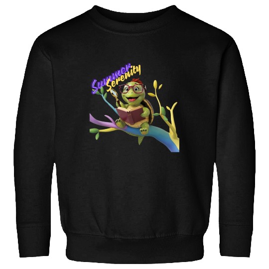 Cute Little Green Sea Turtle on Ocean Sweatshirts