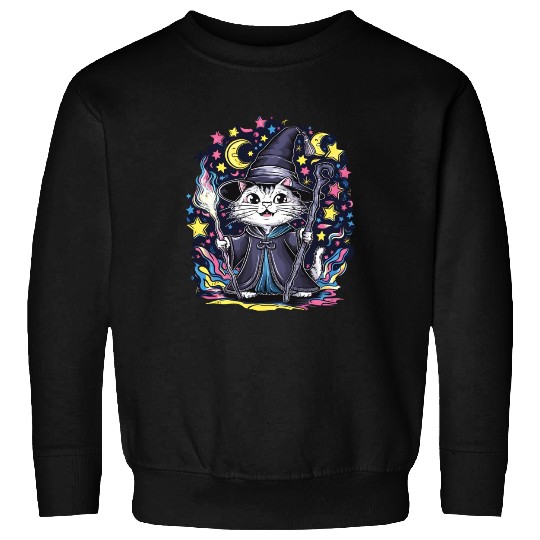 Charming Wizard Cat Casting Magic Sweatshirts