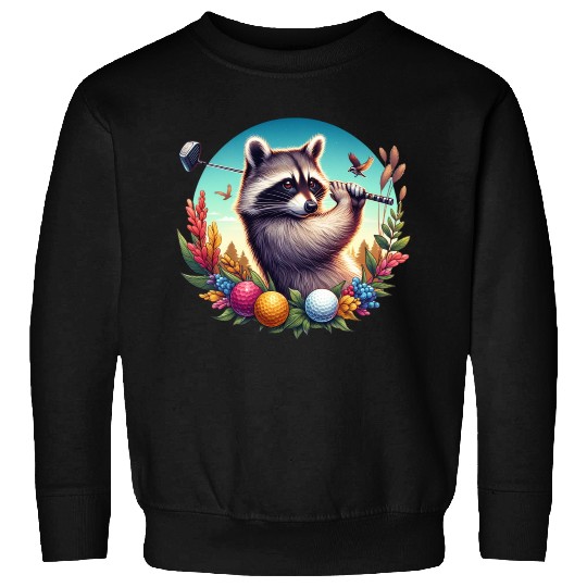 Funny Raccoon Playing Golf Sporty Animal Lover Sweatshirts