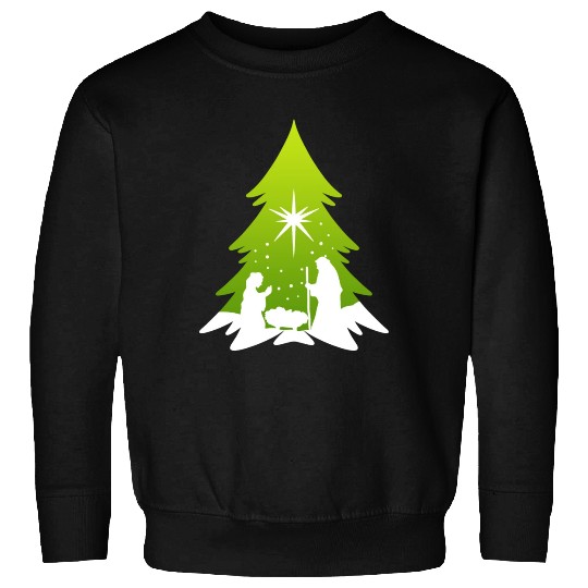 Christmas Tree Nativity Scene Artist Sweatshirts