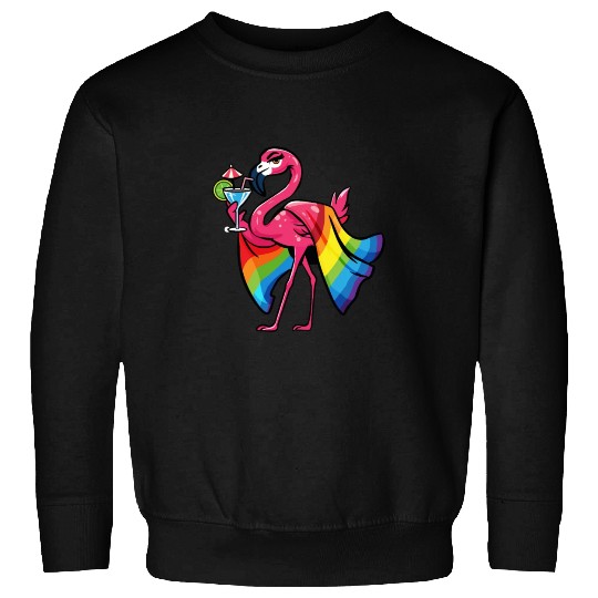 Pink Flamingo Pride Flag LGBT Funny Tropical Sweatshirts